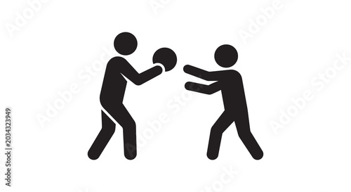 Canvas Print Boxing silhouettes on a white background a dynamic sports illustration