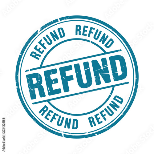Foto Refund stamp with distressed texture and circular border on white background