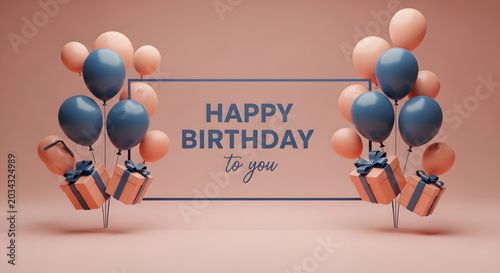 Happy Birthday To You With Balloons And Gifts - A Celebratory Design