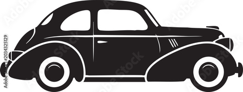 Black silhouette of a vintage car