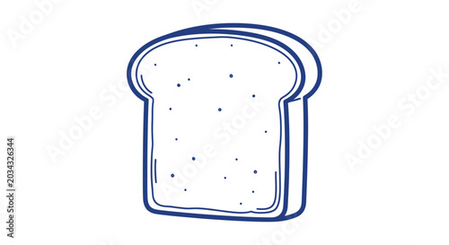Hand drawn slice of bread on white background