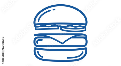 Blue burger icon on white background