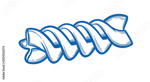 Blue Fusilli Pasta Illustration