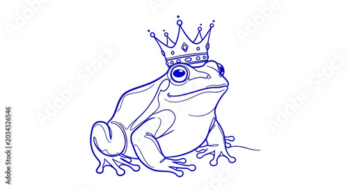 Frog King Illustration with Crown