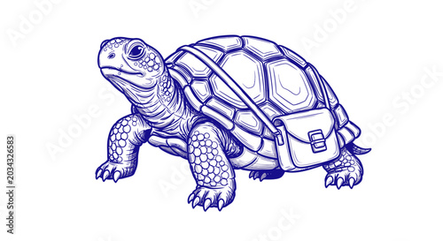Turtle with a backpack illustration