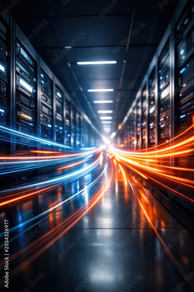Fototapeta premium Futuristic data center energy flow
