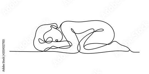 Foto Minimalist continuous single line drawing of a person sleeping or resting in a c