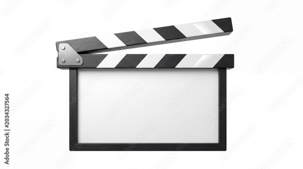 Fototapeta premium Empty film clapperboard isolated on white background