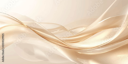 An elegant abstract background featuring soft flowing golden waves and smooth silk textures with blue vector design lines creating a motion of elegant curve shapes on an orange backdrop