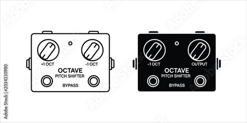 Bilde på lerret Black and white octave pitch shifter pedals