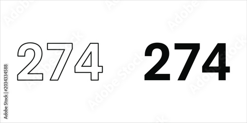 Slika na platnu Black and white numbers 274 in two different font styles