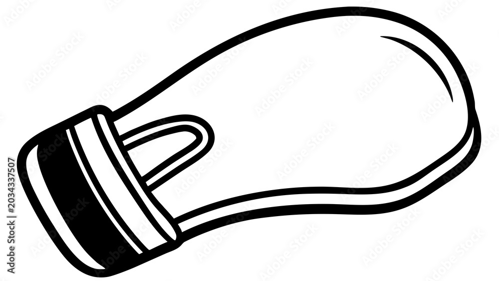 Fototapeta premium Illustration of a slipper with black and white design and a strap for the foot to hold it on on transparent background silhouette