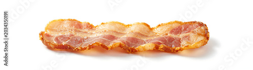 Tableau sur toile crispy fried bacon strip laid flat spotless white studio backdrop soft diffused