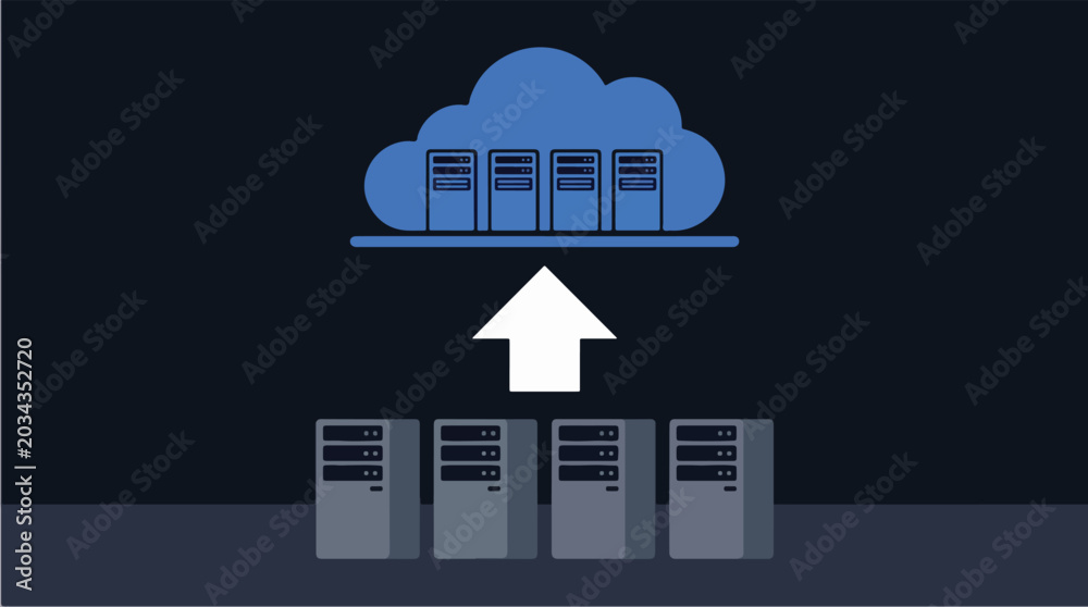 Naklejka premium Cloud Infrastructure Migration and Modern IT Systems