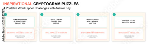 Tableau sur toile Inspirational cryptogram puzzle worksheet collection with printable word cipher activities and answer key
