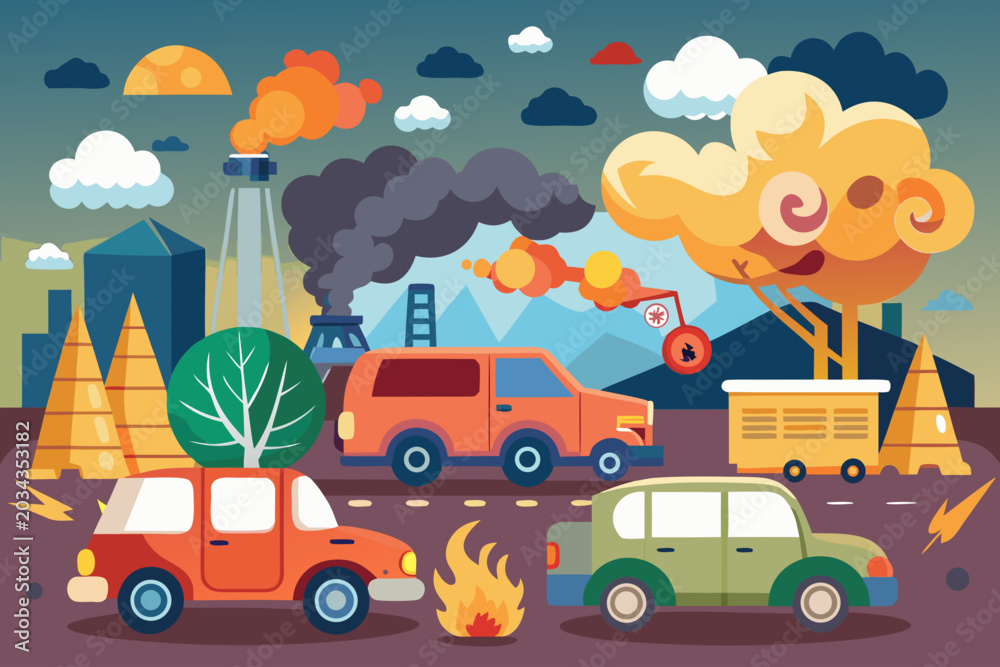 Fototapeta premium Cartoon smoke set. Smoking car motion clouds cooking smog smell. Explosion cloud. Vector icon