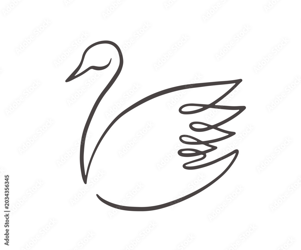 Fototapeta premium Minimal swan continuous one line illustration