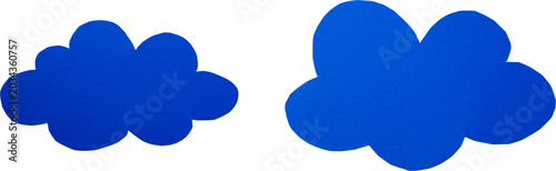 Blue paper clouds with a torn edge on transparent background PNG