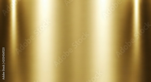 Brushed Gold Metal Texture Background with Vertical Light Reflections and Polished Metallic Surface for Luxury Design