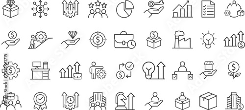 Business Growth & Analytics Line Icons Set