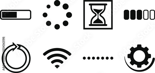 Konstfotografi Digital Progress Loading and buffering Icon Set Featuring Progress Bars Hourglas