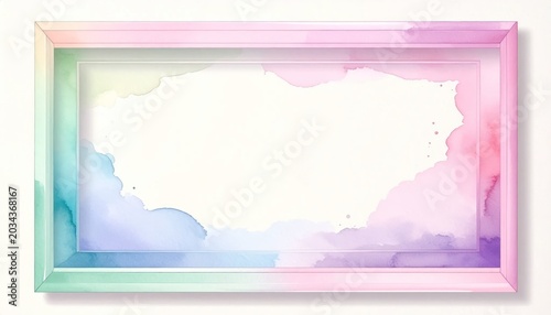 Pastel Colored Frame with Watercolor Design.