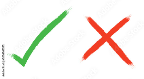 Photos Green check mark and red cross mark icons
