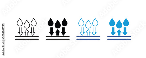 Obraz na płótnie Water absorption and permeability icon set