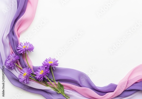 Delicate purple flowers with soft pastel background