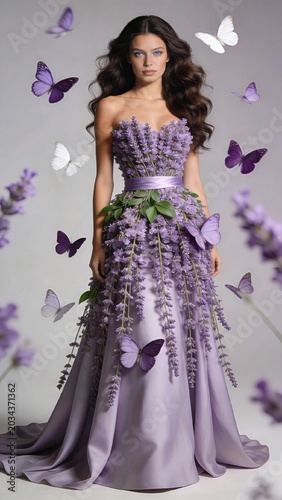 woman in lavender dress