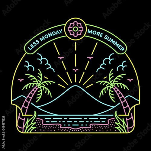 Less Monday More Summer 3 Outdoor Apparel Illustration