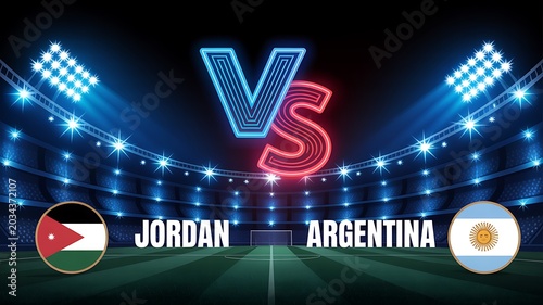 Jordan vs argentina soccer match arena with floodlights