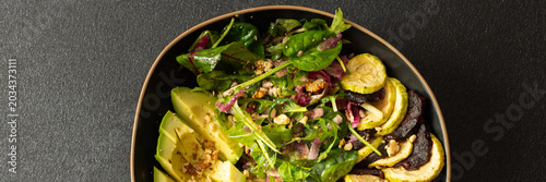 Картината върху платно Millet porridge sits beside baked zucchini and beets
