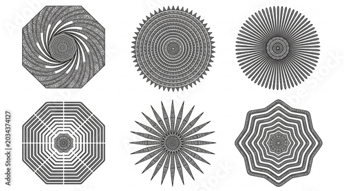 Geometric Pattern Collection - Abstract Radial and Spiral Designs