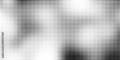 Monochrome gradient halftone dots background. Vector illustration. Abstract small grunge dots on white background