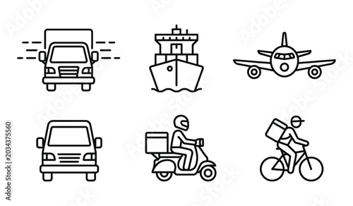 Tableau sur toile Set of vector icons representing different modes of transportation including tru