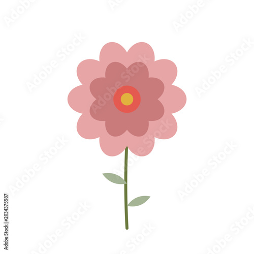 Flat vector flower icon set, naive Scandinavian folk art. Colorful collection of hand drawn field blossoms - rose, tulip, sunflower, daisy, poppy. Simple illustrations floral decor, botanical elements