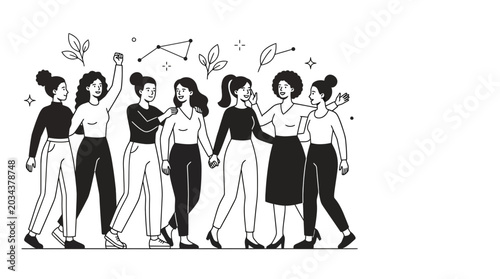 Foto Group of diverse women standing together in a supportive community illustration