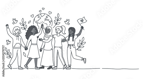 Foto Group of diverse women standing together in solidarity and unity.