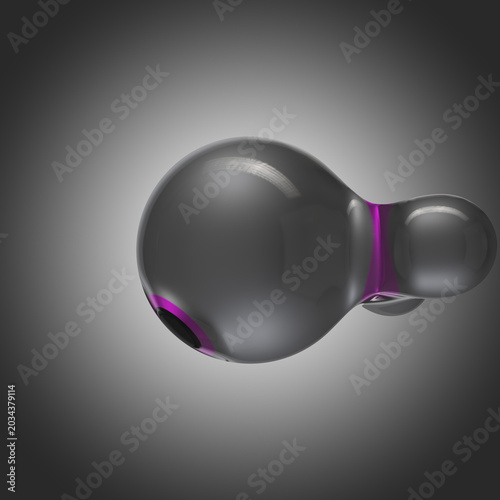 Glossy glass silver liquid organic metaballs