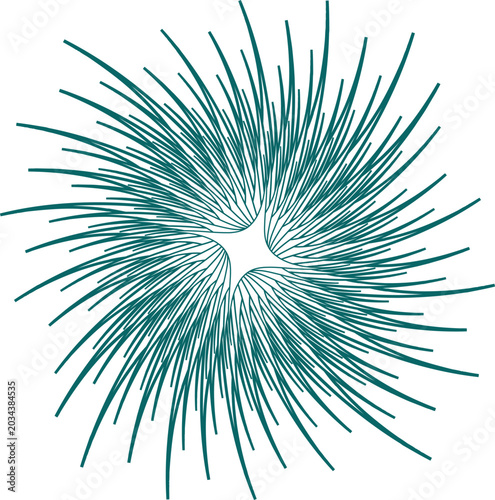 Valokuva A dynamic teal abstract starburst illustration explodes outward with thin, energetic lines, conveying motion and energy
