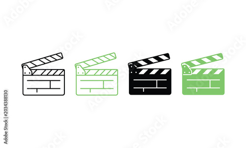Fotografie Four clapboard in black, white, and green clapperboard