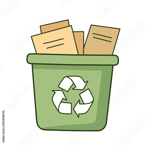 Recycling Bin Eco Cartoon Illustration