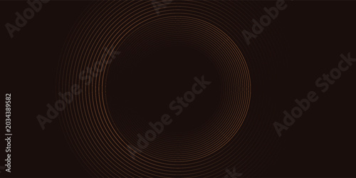 Abstract 3D gold brown circle lines in dark background