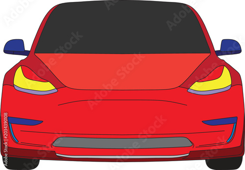 Fotografie Red sports car isolated on white background vector illustration of luxury automo