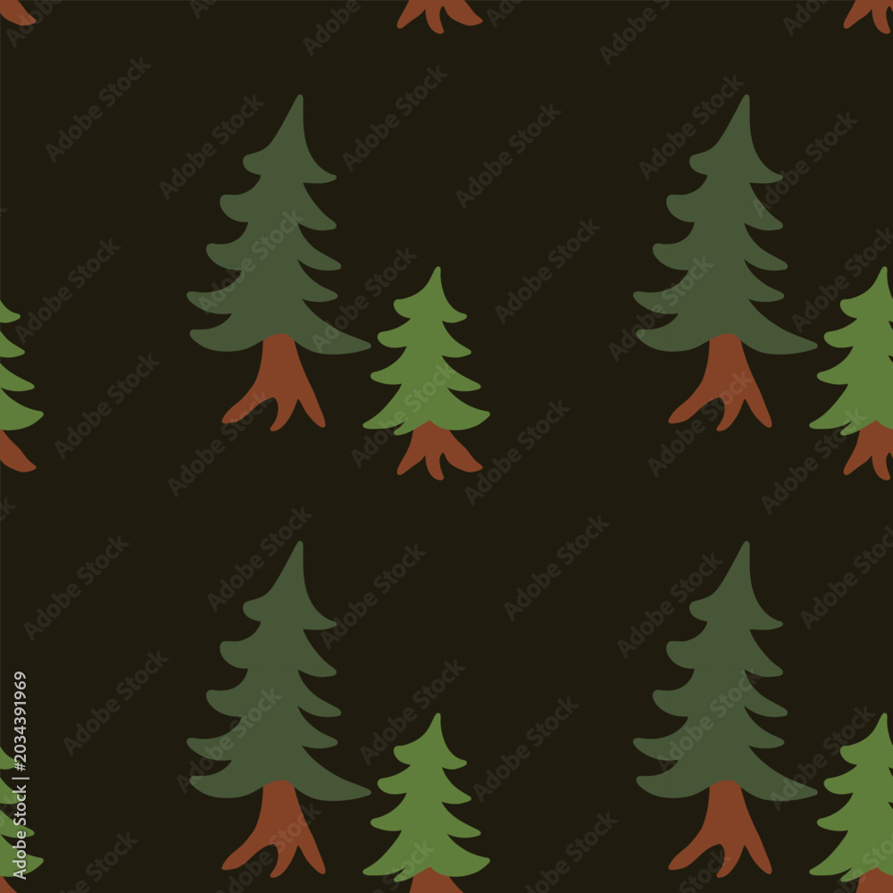 Obraz premium Seamless forest pine tree pattern