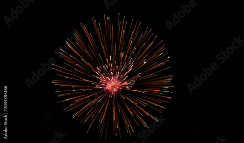 Bild auf Leinwand firework photos in red, yellow, orange, white colors on a July 4th celebration