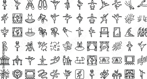 Elegant Ballet and Ballerina Outline Icons – Performing Arts Vector Collection