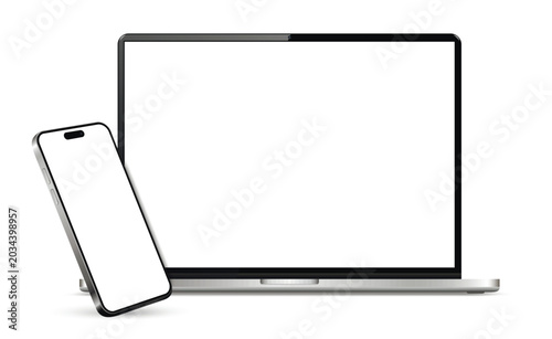 Smartphone and Laptop Computer Empty Screen Mockup