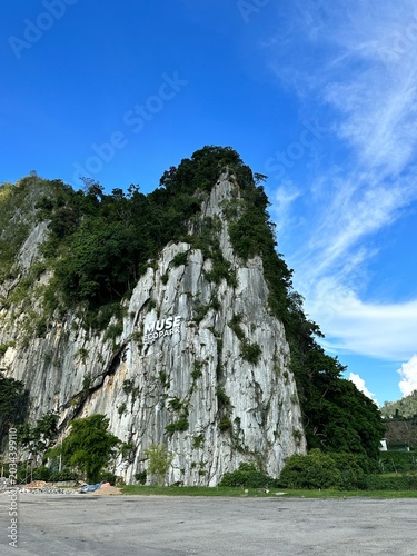 Limestone Cliff Mountain at Muse Ecopark Under Blue Sky